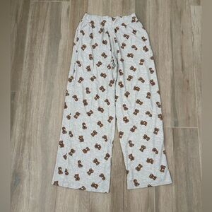 Hollister Gray Pajama Pants with Brown Bear Print